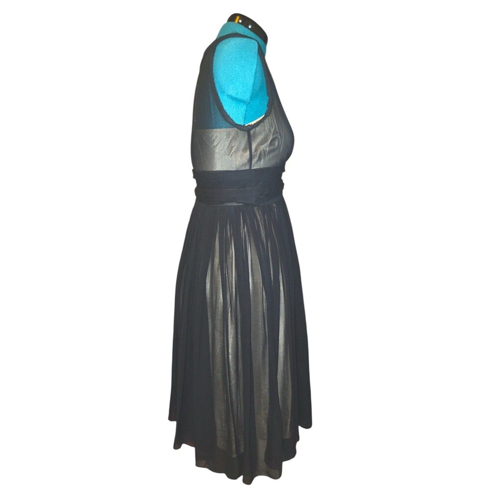 Banana Republic Size 10 Black Silk Empire A Line Dress Formal Dark Fairy - Picture 4 of 6